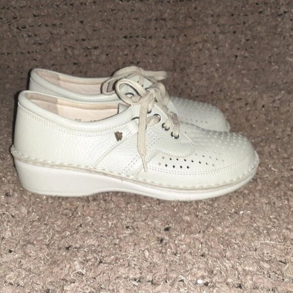 FINN COMFORT-Baden-Grey/Beige Pebbled Perforated Leather-Sz 37 D-Excellent - Picture 4 of 7